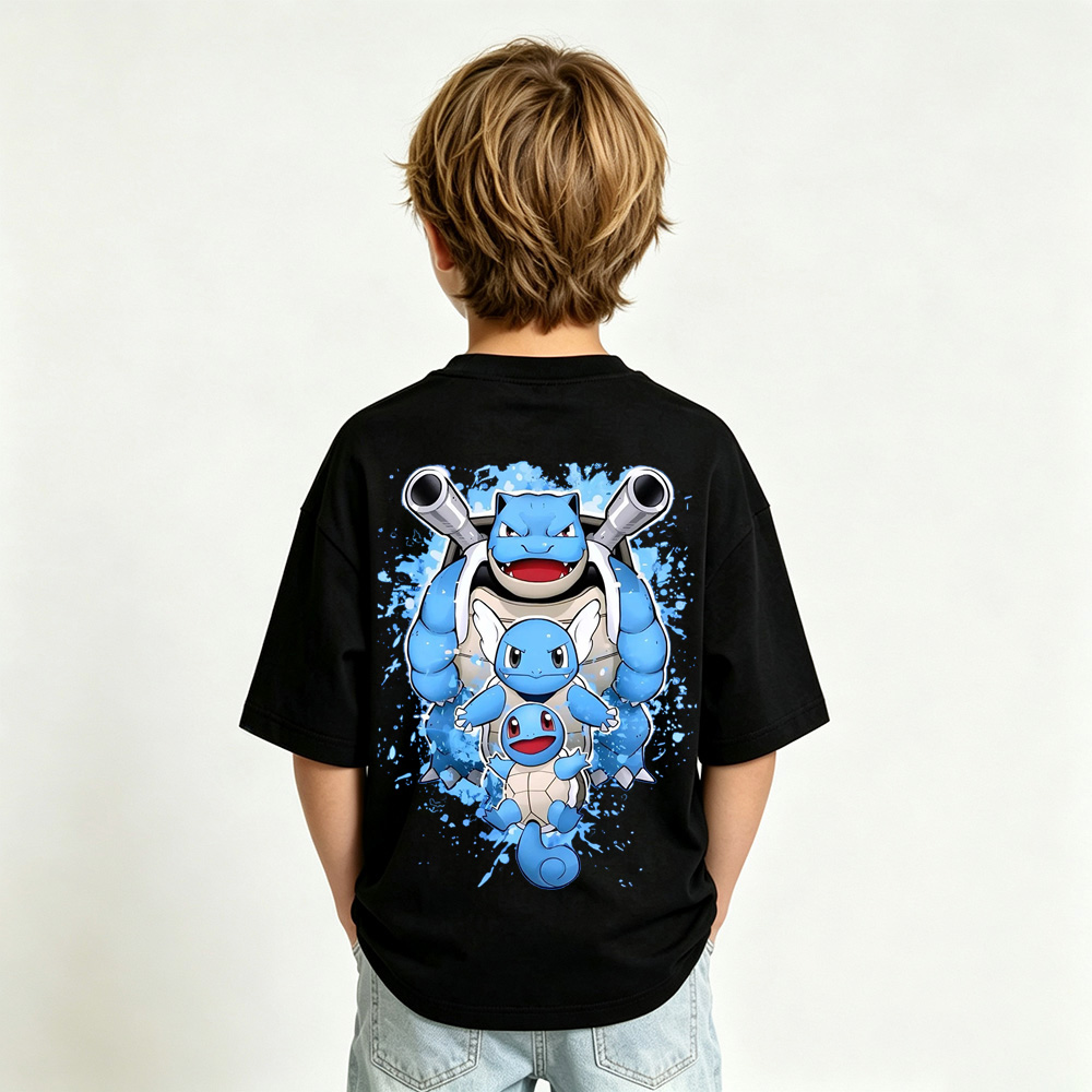 Pokémon Squirtle Anime Graphic T-Shirt for Kids Cartoon Print Cotton Tee