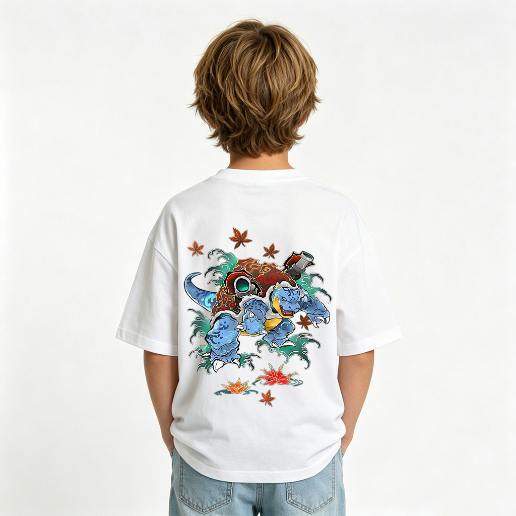 Pokémon Anime Graphic T-Shirt for Blastoise Kids Cartoon Print Cotton Tee