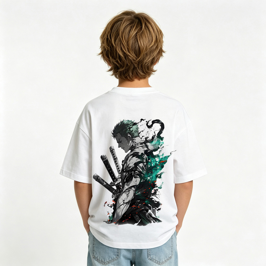One Piece Anime Graphic T-Shirt for Zoro Kids Cartoon Print Cotton Tee