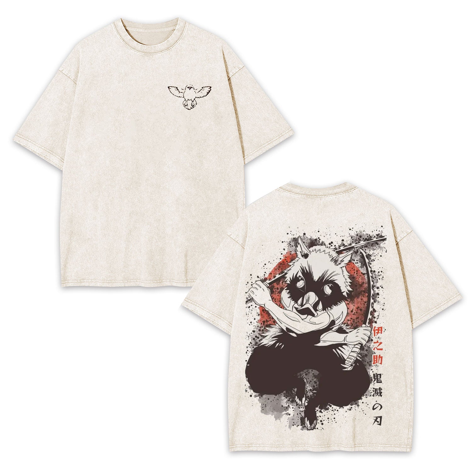 KAMADO INOSUKE DEMON SLAYER ANIME UNISEX WASHED T-SHIRT -[DS]