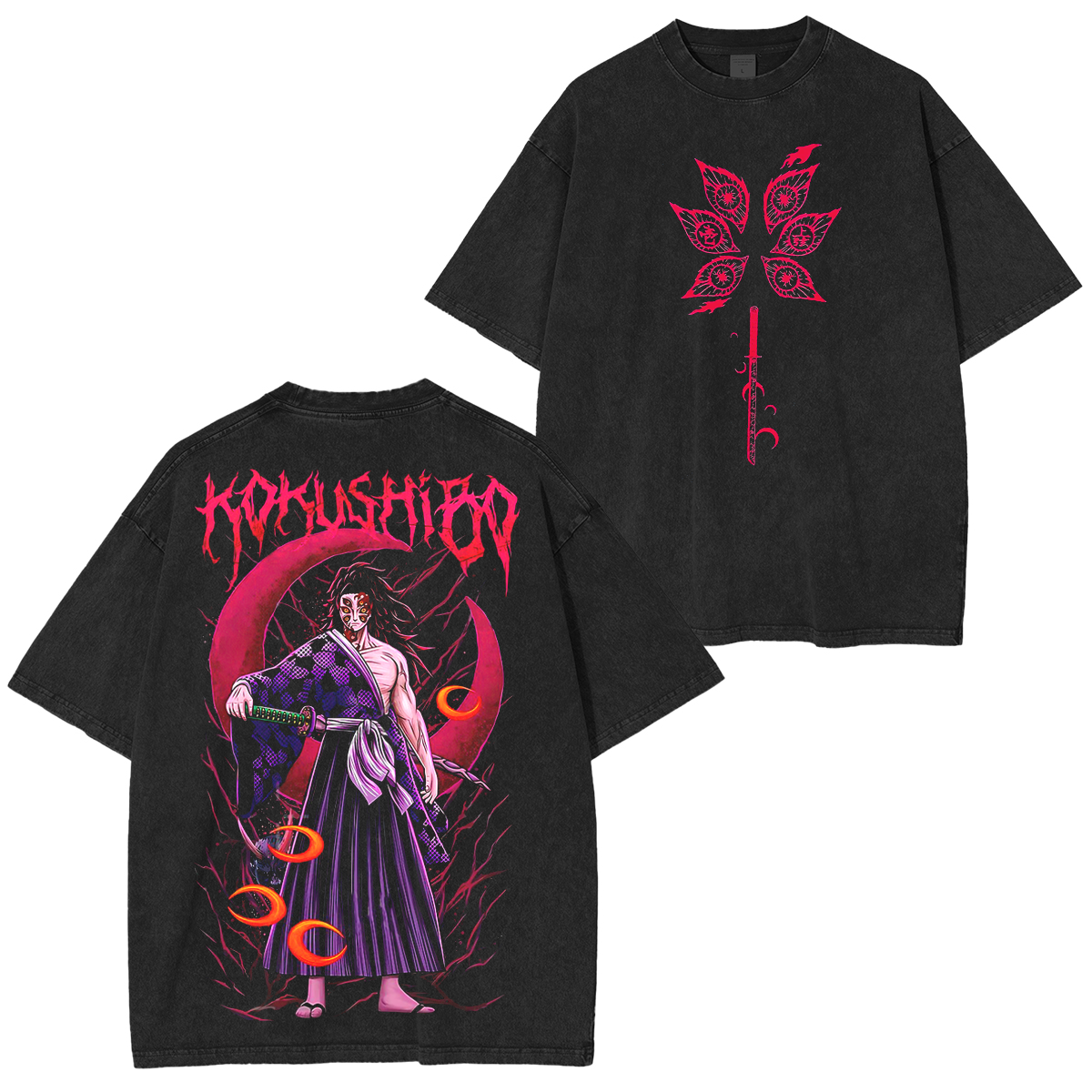 Kokushibo Demon Slayer Anime Unisex Washed T-Shirt