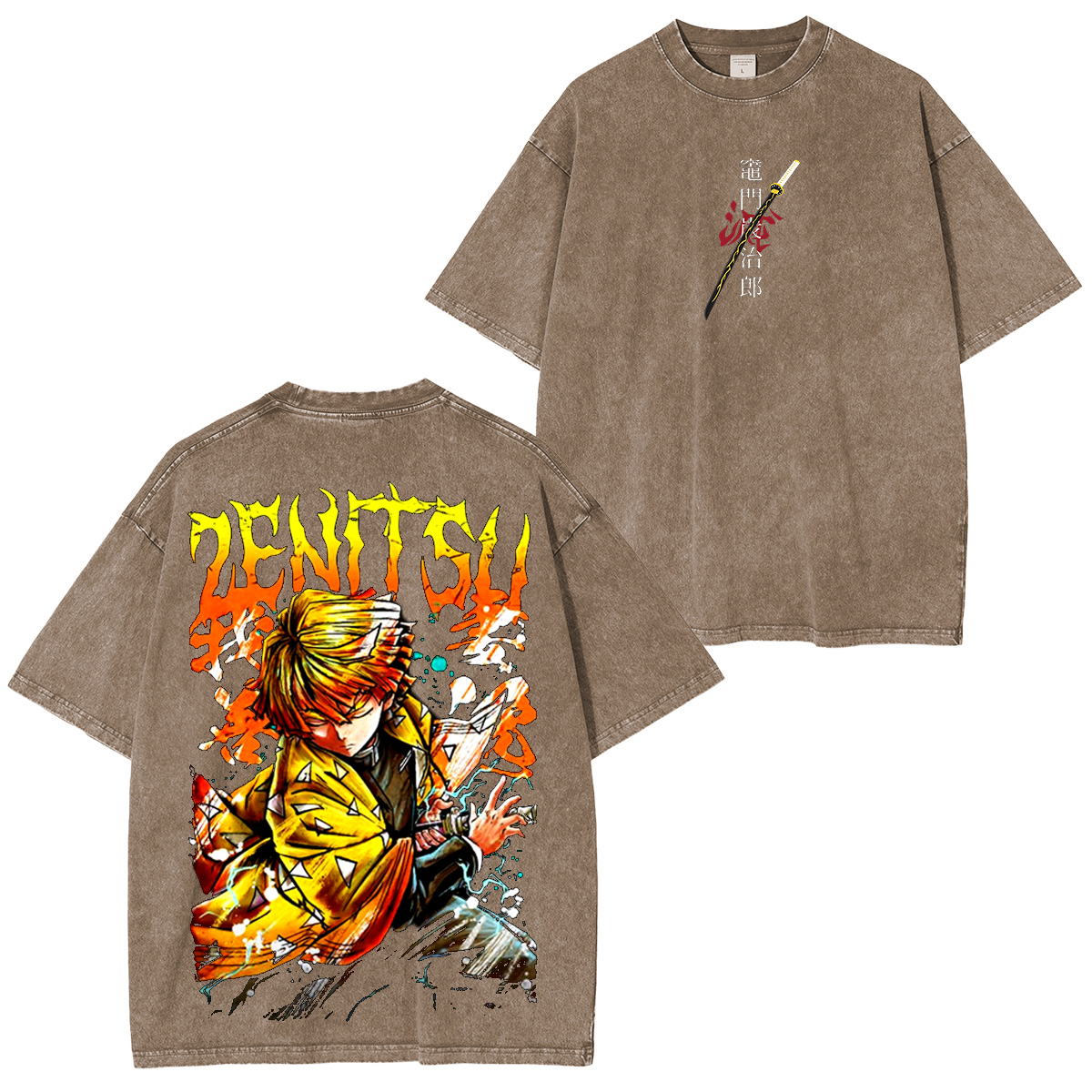 Zenitsu, Demon Slayer Anime Unisex Washed T-Shirt