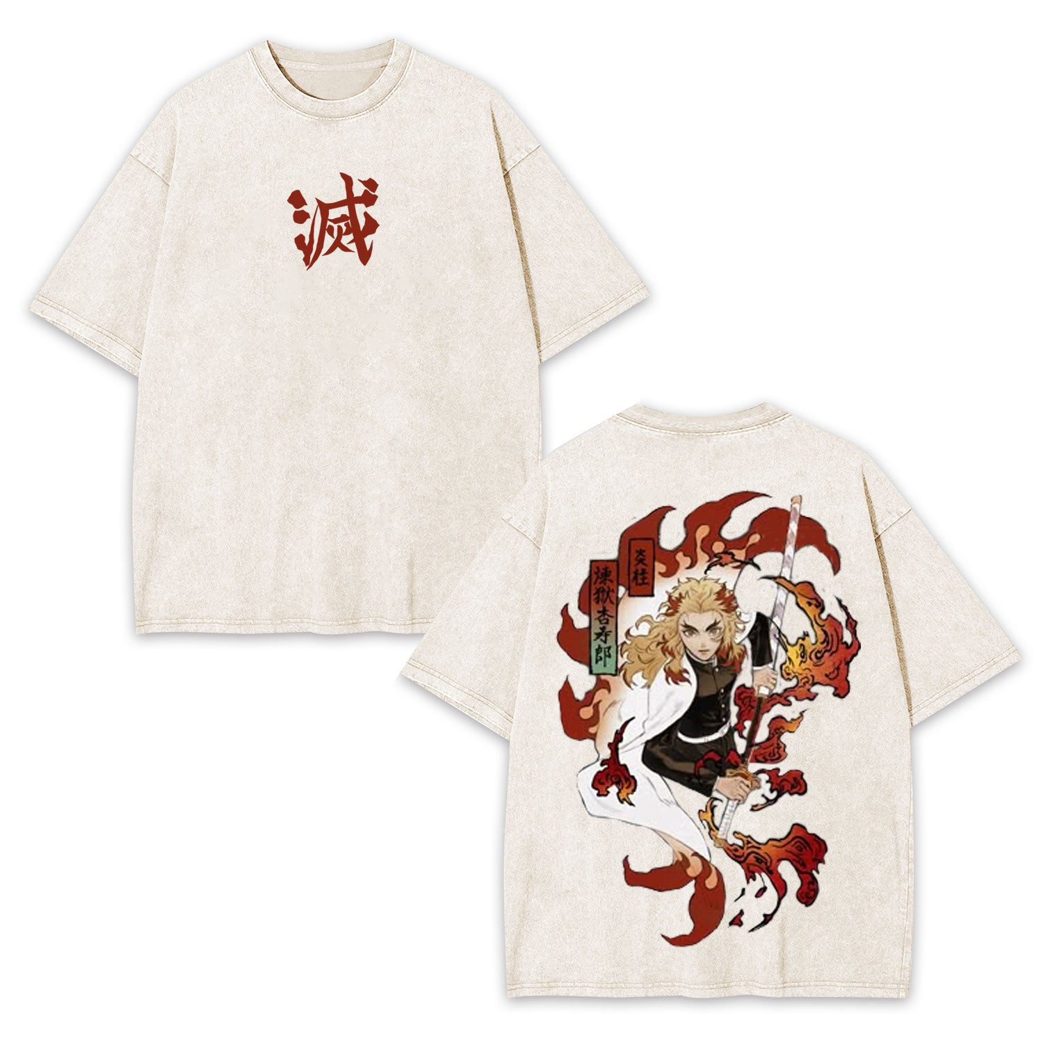 UNISEX ANIME INSPIRED VINTAGE OVERSIZED TEE丨DEMON SLAYER-[DS]