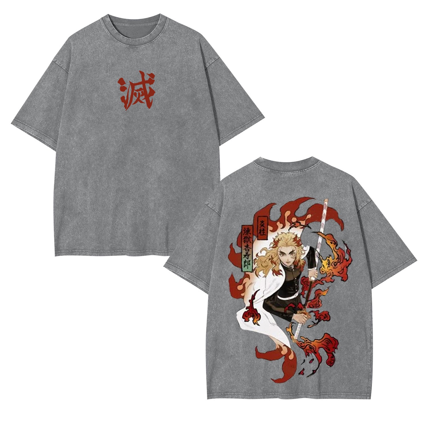 UNISEX ANIME INSPIRED VINTAGE OVERSIZED TEE丨DEMON SLAYER-[DS]
