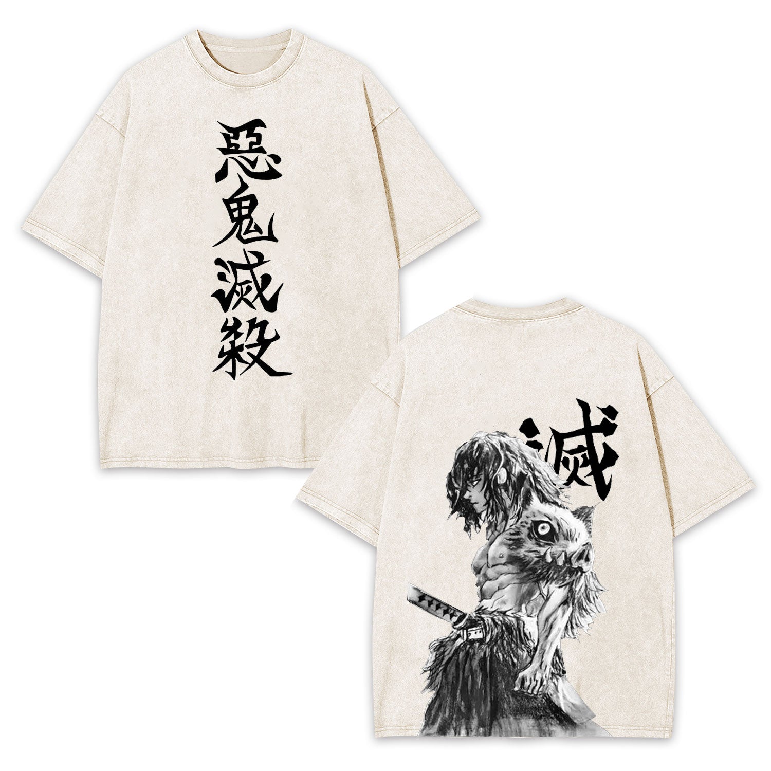 UNISEX ANIME INSPIRED VINTAGE OVERSIZED TEE丨DEMON SLAYER-[DS]