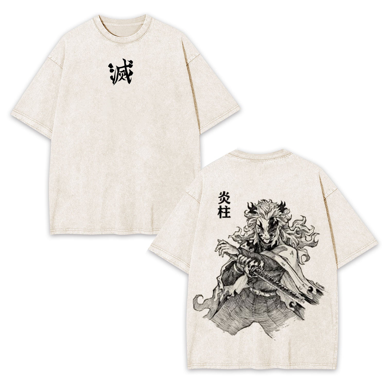 UNISEX ANIME INSPIRED VINTAGE OVERSIZED TEE丨DEMON SLAYER-[DS]
