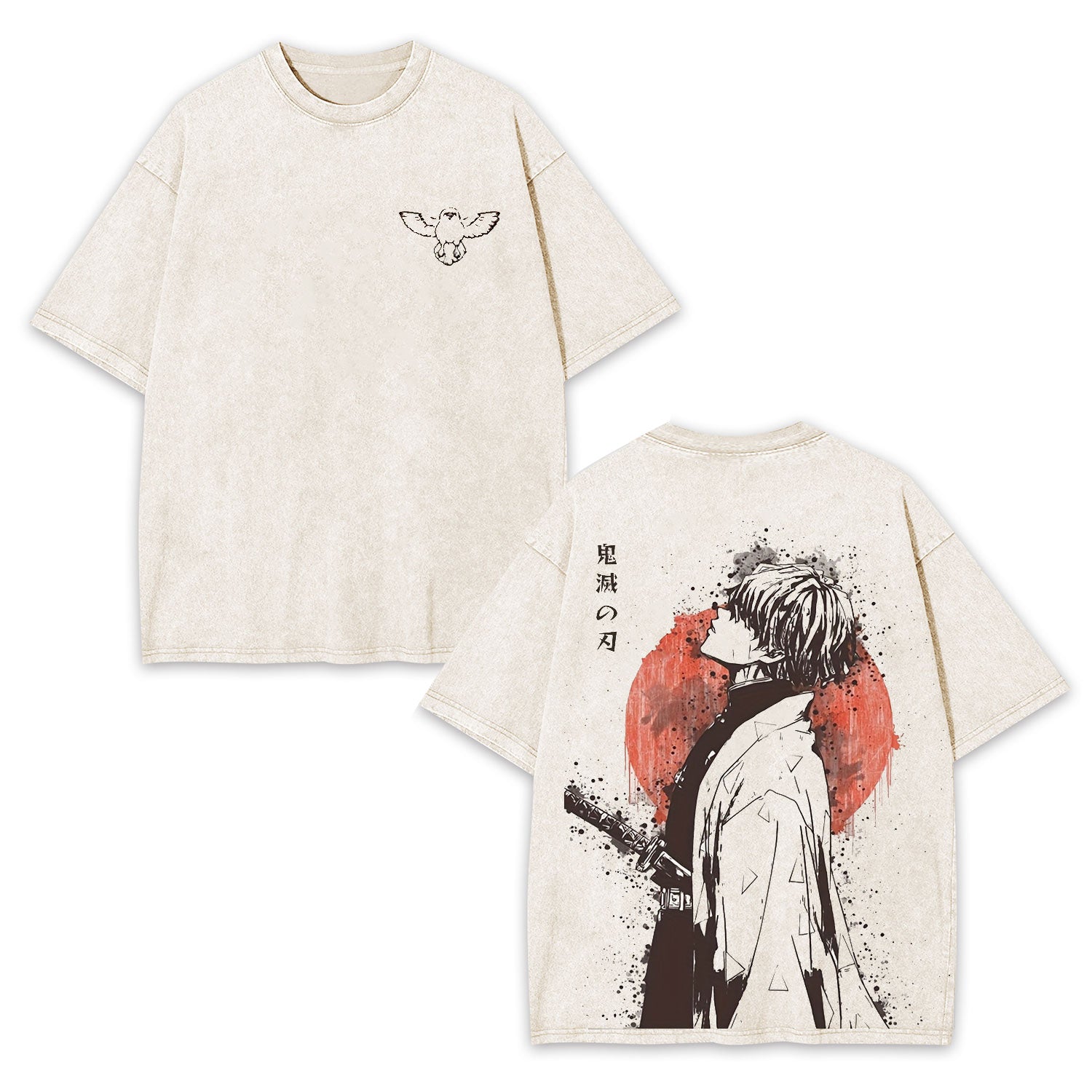 ZENITSU DEMON SLAYER ANIME UNISEX WASHED T-SHIRT -[DS]