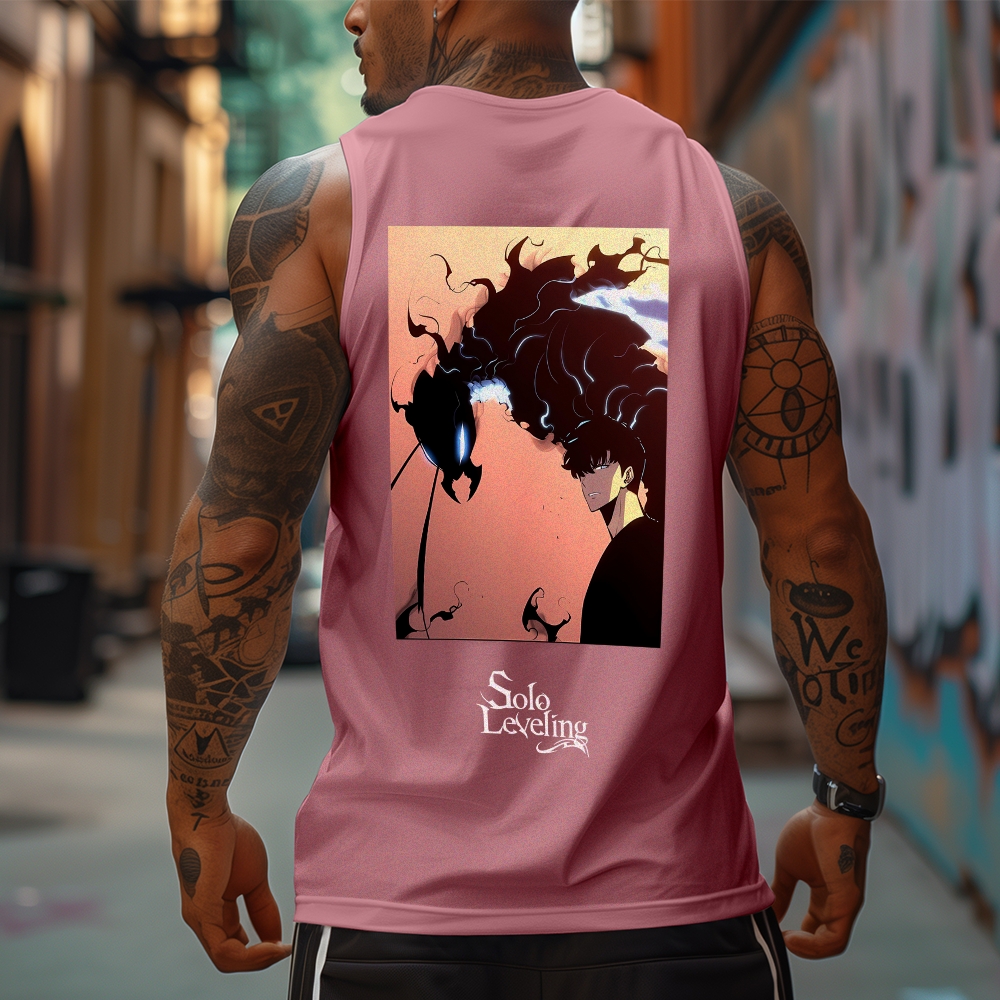 Oversized Anime Print Gym Tank Top-AnimeClothe
