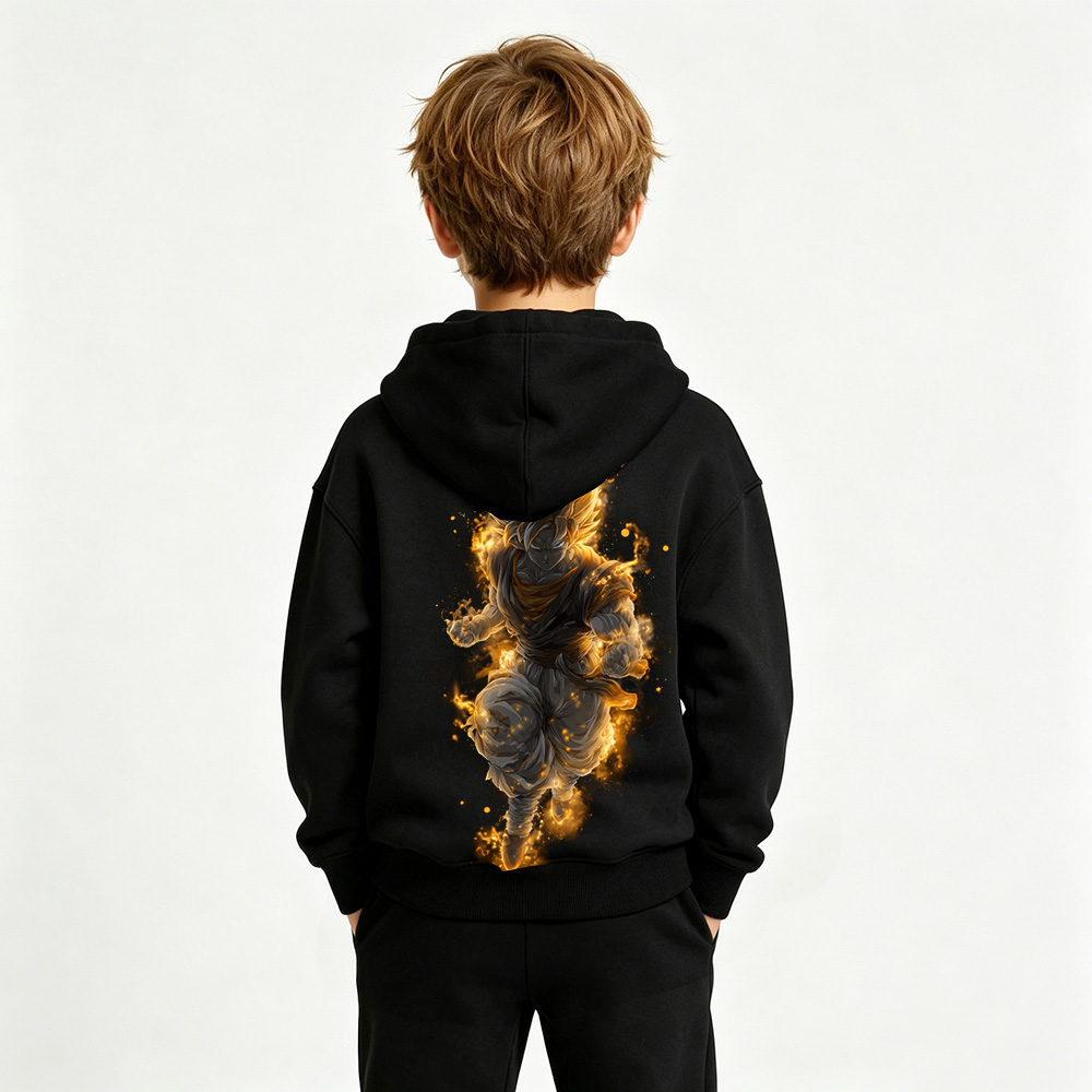 Dragon Ball Anime Graphic Hoodie for Goku Kids Cartoon Print Cotton Tee