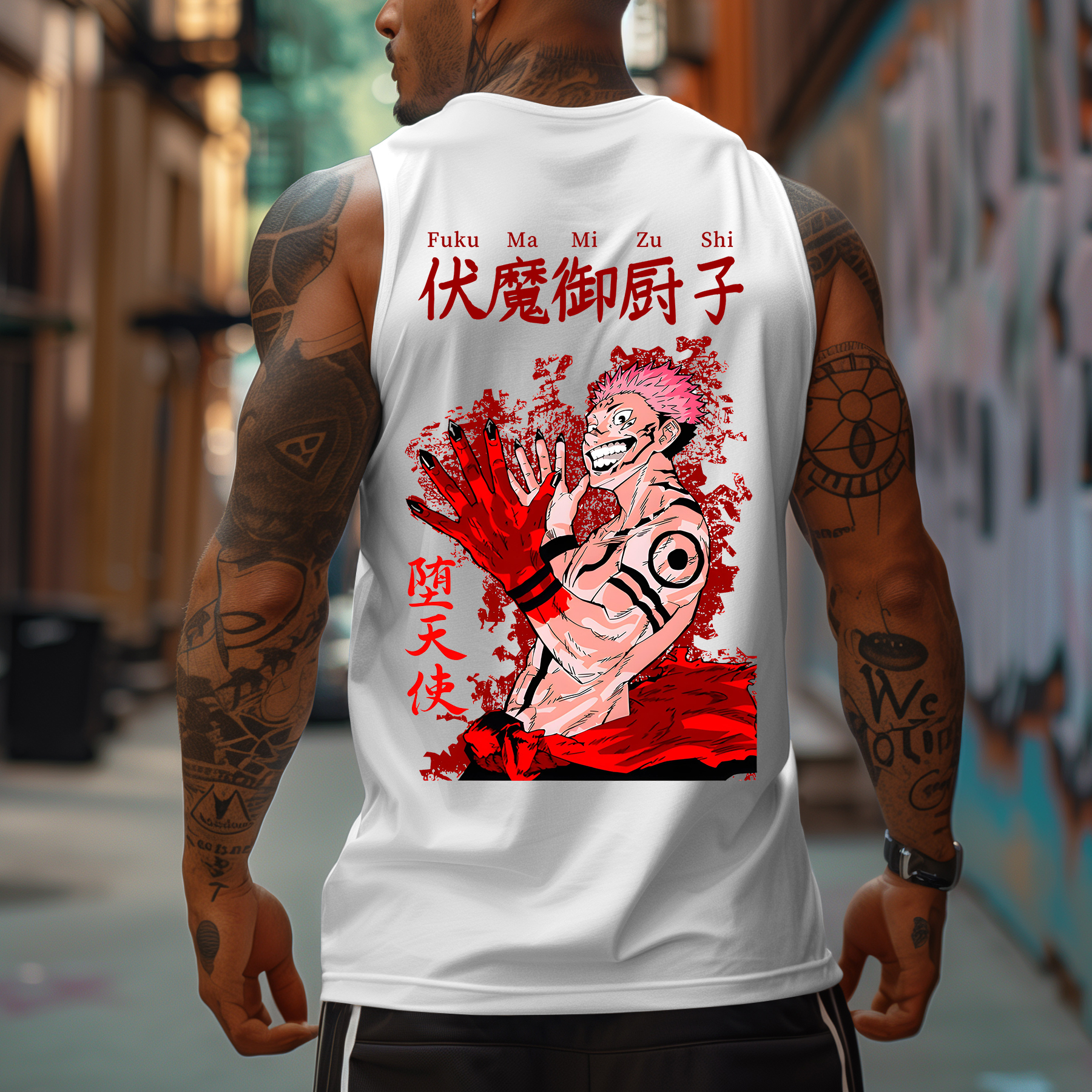 Oversized Anime Cursed King Printed Tank Top-AnimeClothe