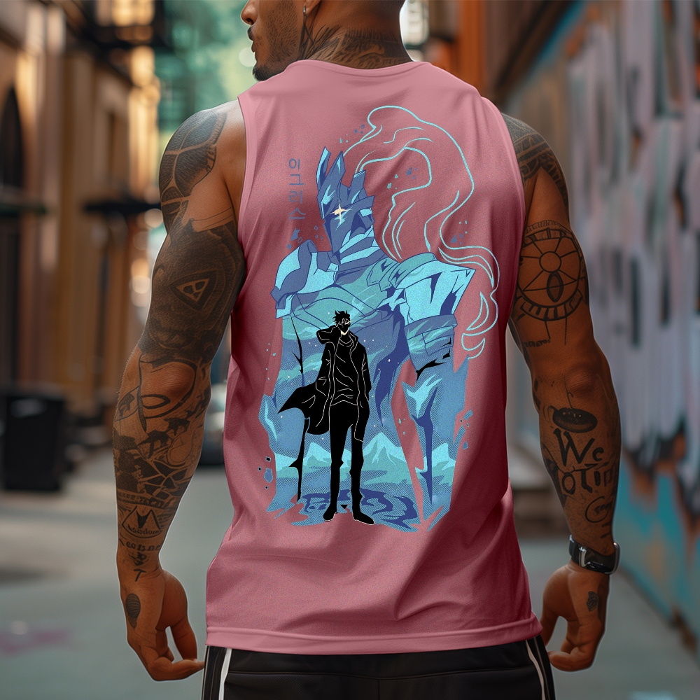 Oversized Anime Print Gym Tank Top-AnimeClothe