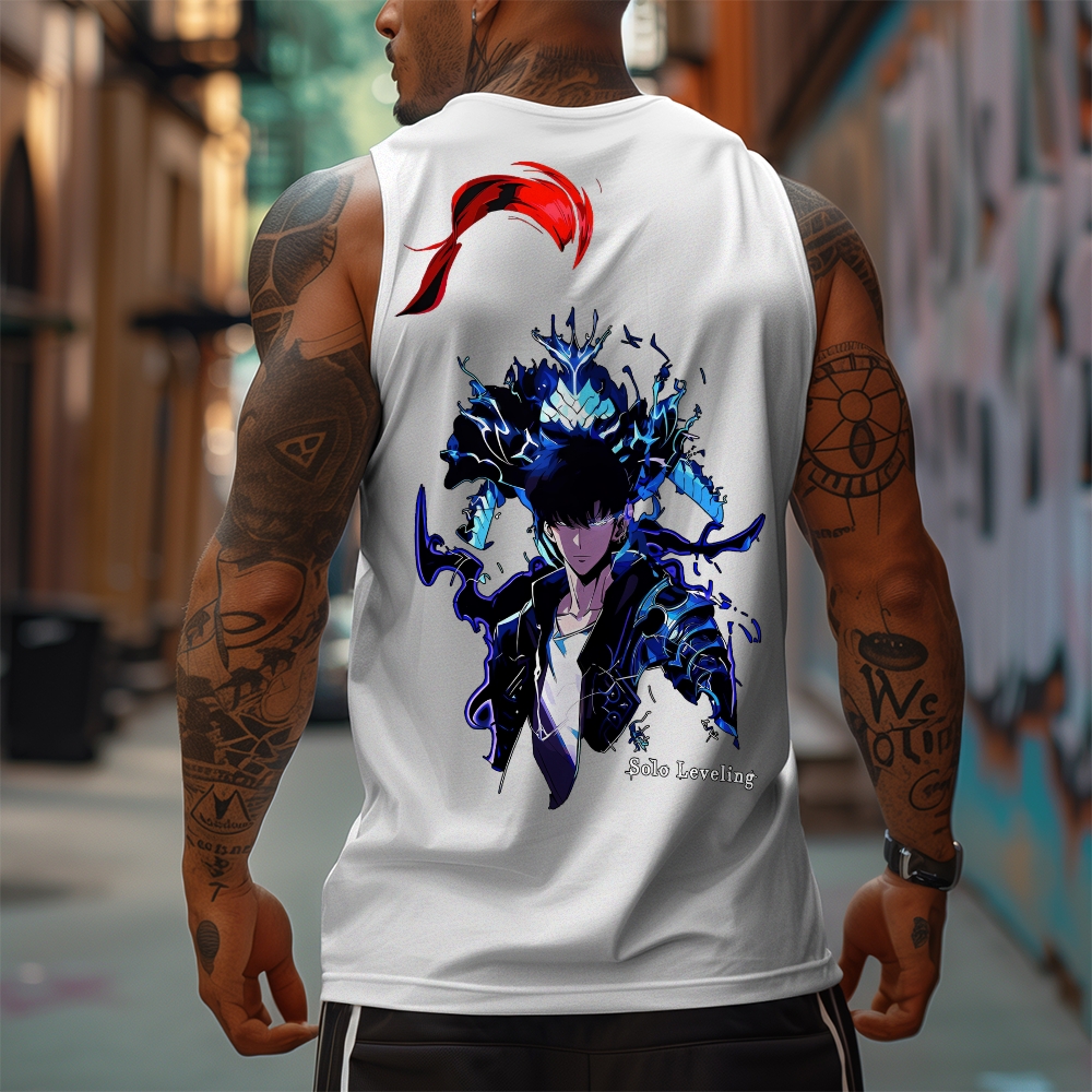 Oversized Anime Print Gym Tank Top-AnimeClothe