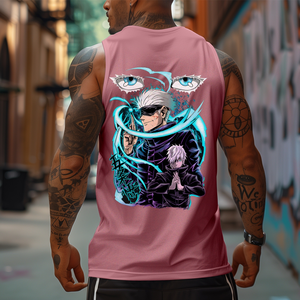 Oversized Anime Print Gym Tank Top-AnimeClothe