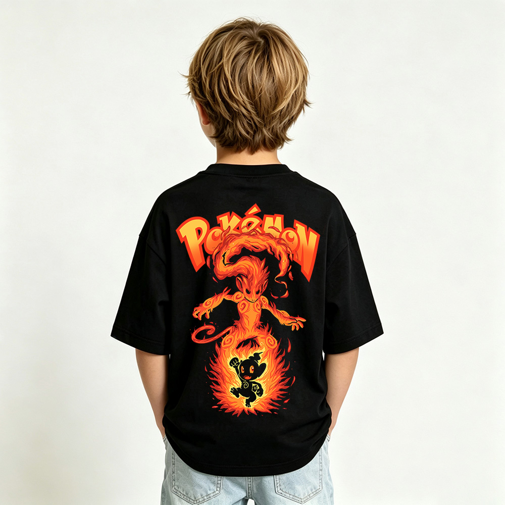 Pokémon Anime Graphic T-Shirt for Infernape Kids Cartoon Print Cotton Tee