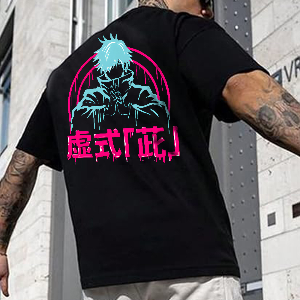 Oversized Unisex Anime Gojo Satoru Print T-Shirt-AnimeClothe