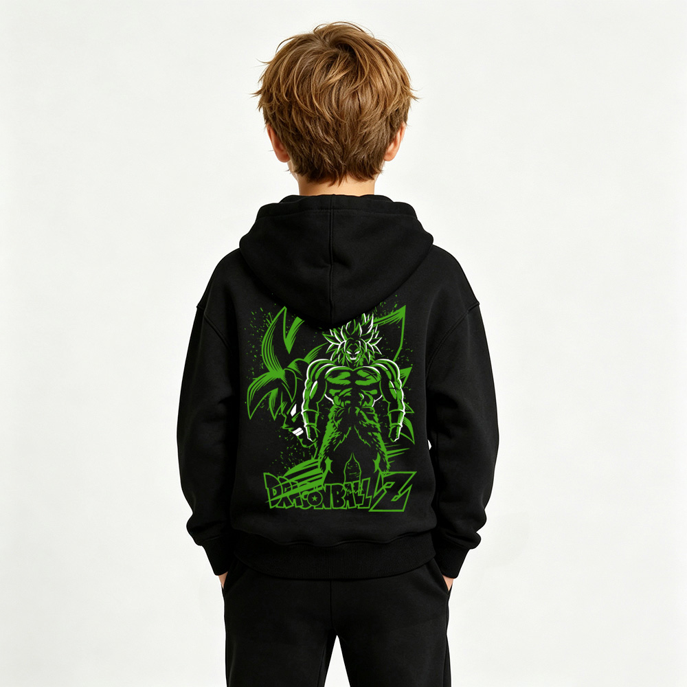 Dragon Ball Anime Graphic Hoodie for Broly Kids Cartoon Print Cotton Tee