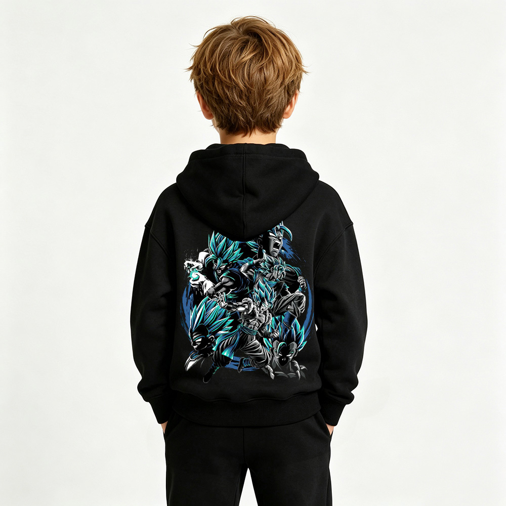 Dragon Ball Anime Graphic Hoodie for Kids Cartoon Print Cotton Tee