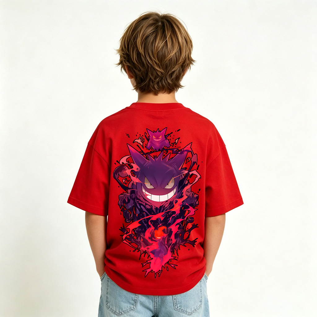 Pokémon Gengar Anime Graphic T-Shirt for Kids Cartoon Print Cotton Tee