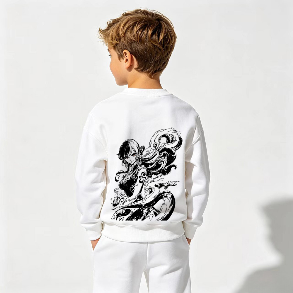 One Piece Anime Graphic Crewneck Sweatshirt for Nami Kids Cartoon Print Cotton Tee