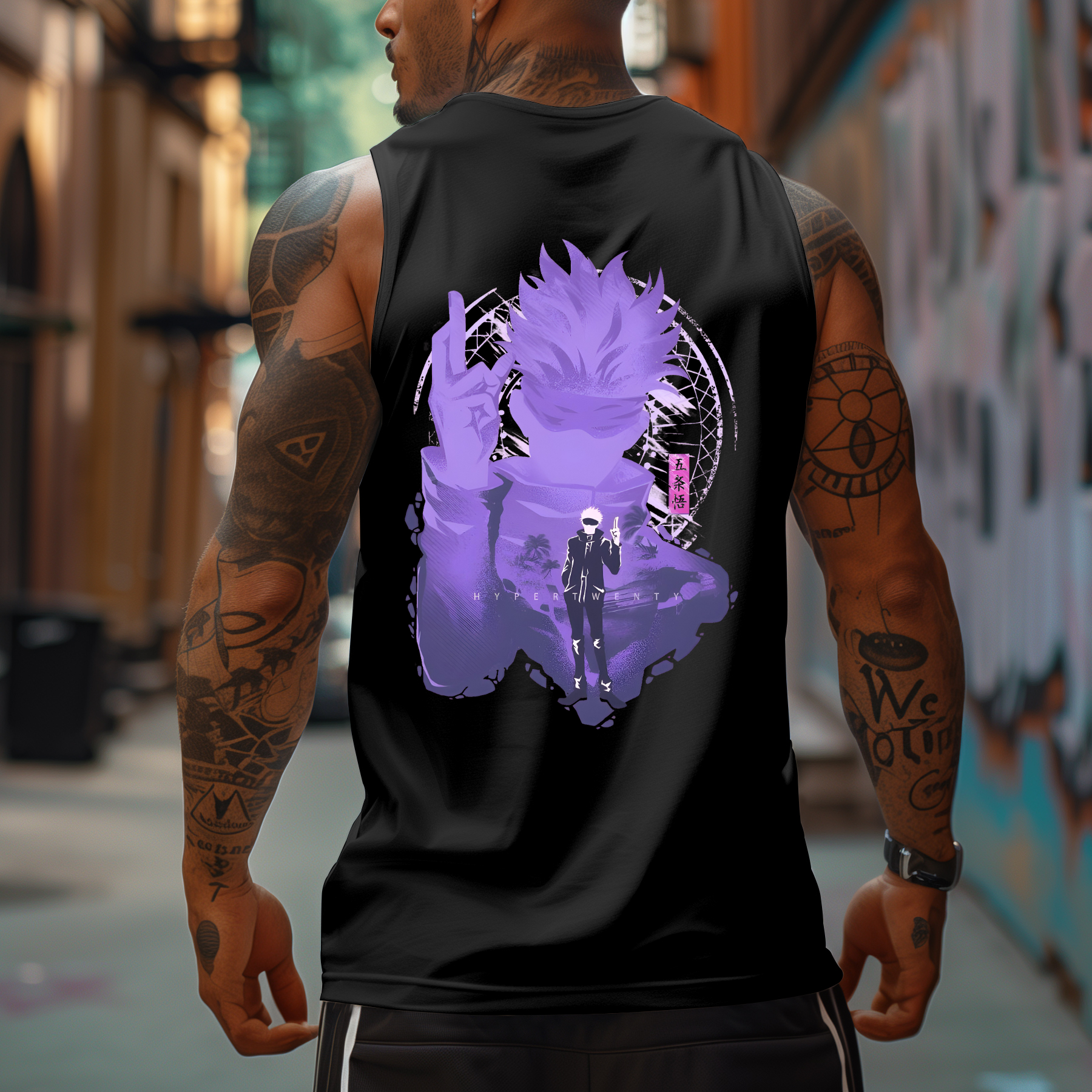 Oversized Anime Print Sports Tank Top-AnimeClothe