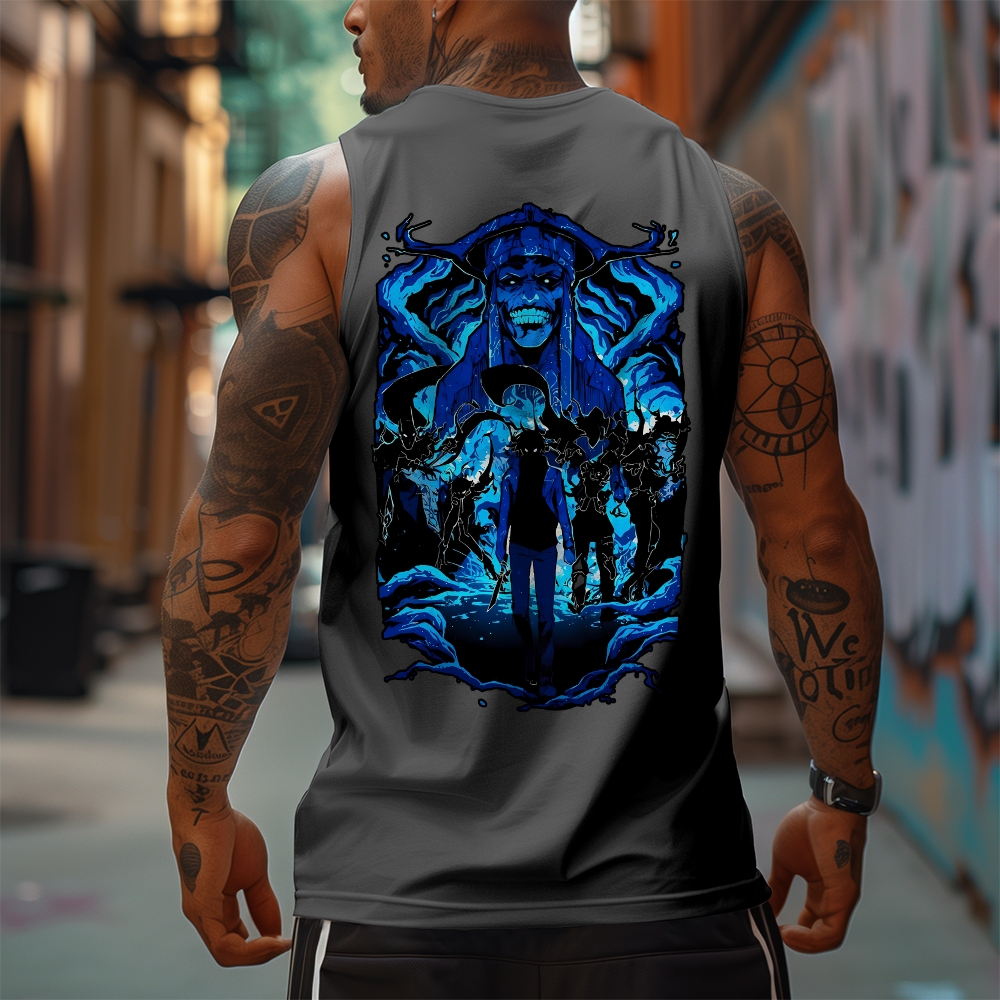 Oversized Anime Print Gym Tank Top-AnimeClothe