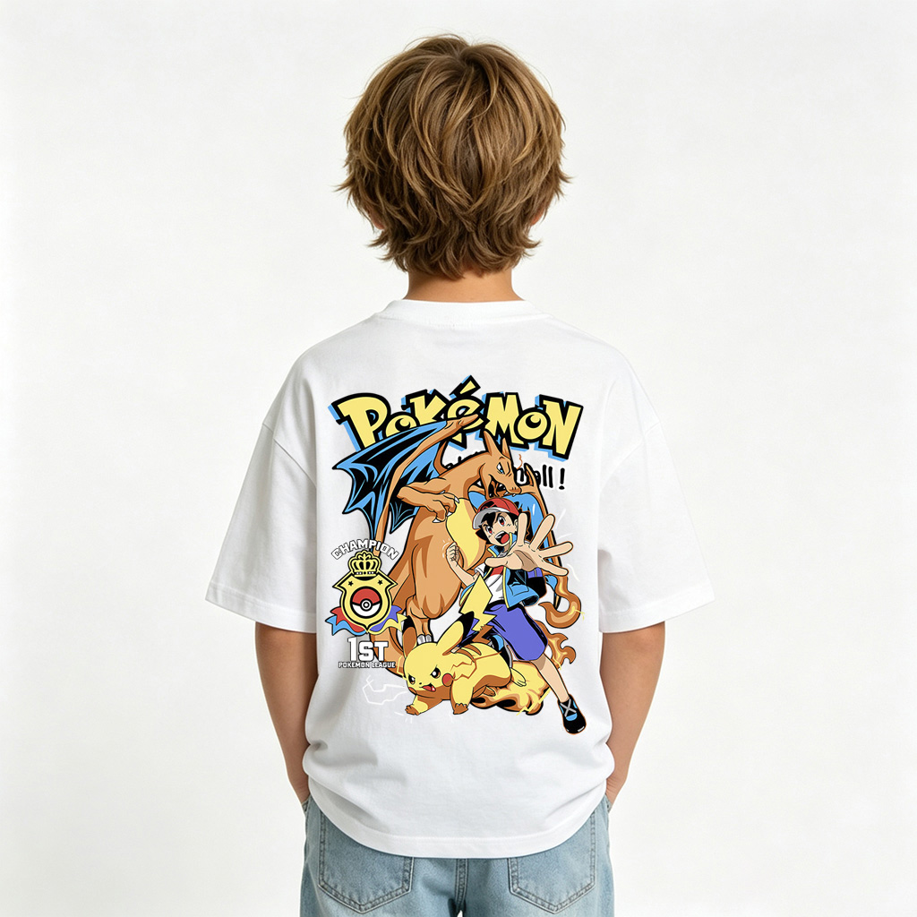Pokémon Anime Graphic T-Shirt for Kids Cartoon Print Cotton Tee