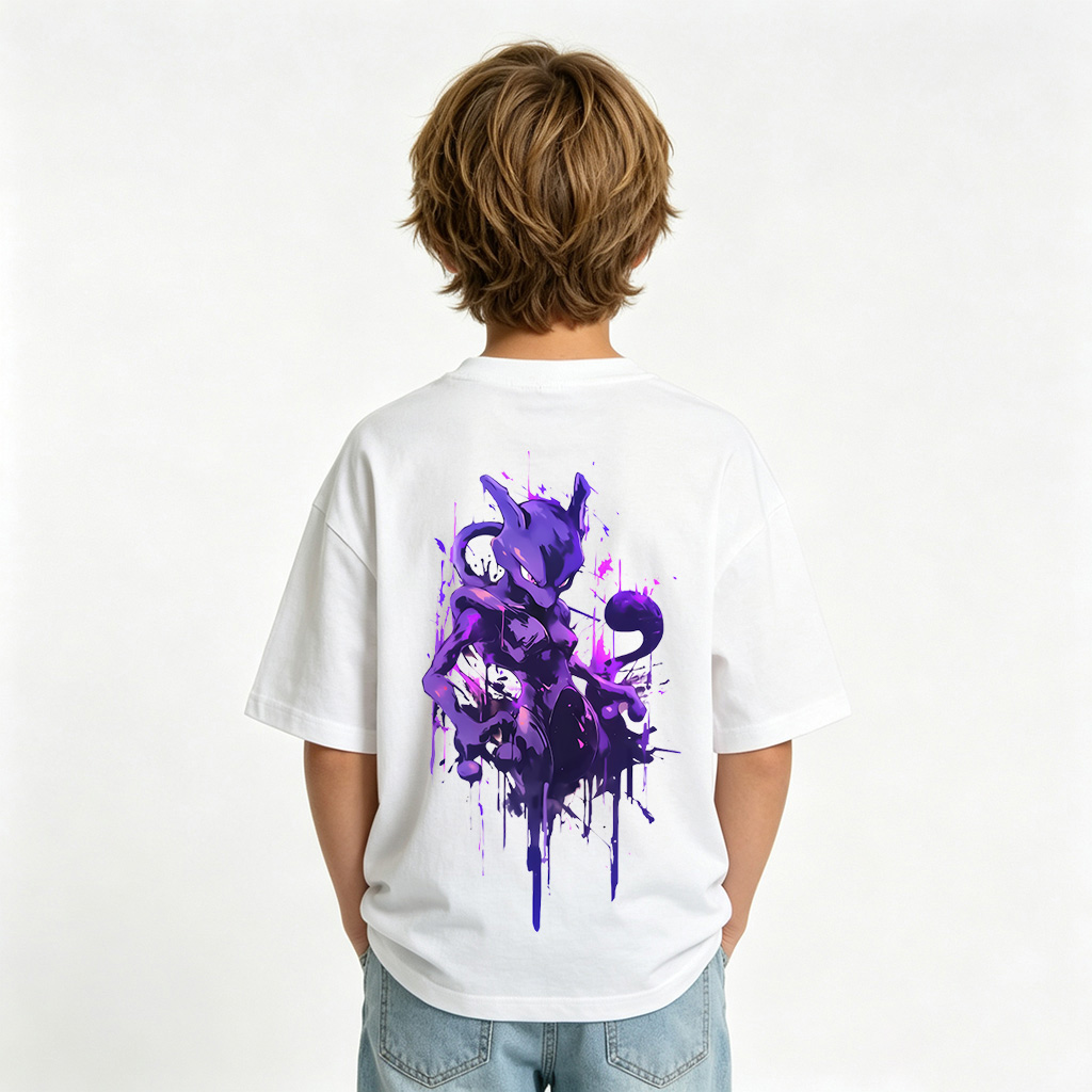Pokémon Anime Graphic T-Shirt for Mewtwo Kids Cartoon Print Cotton Tee