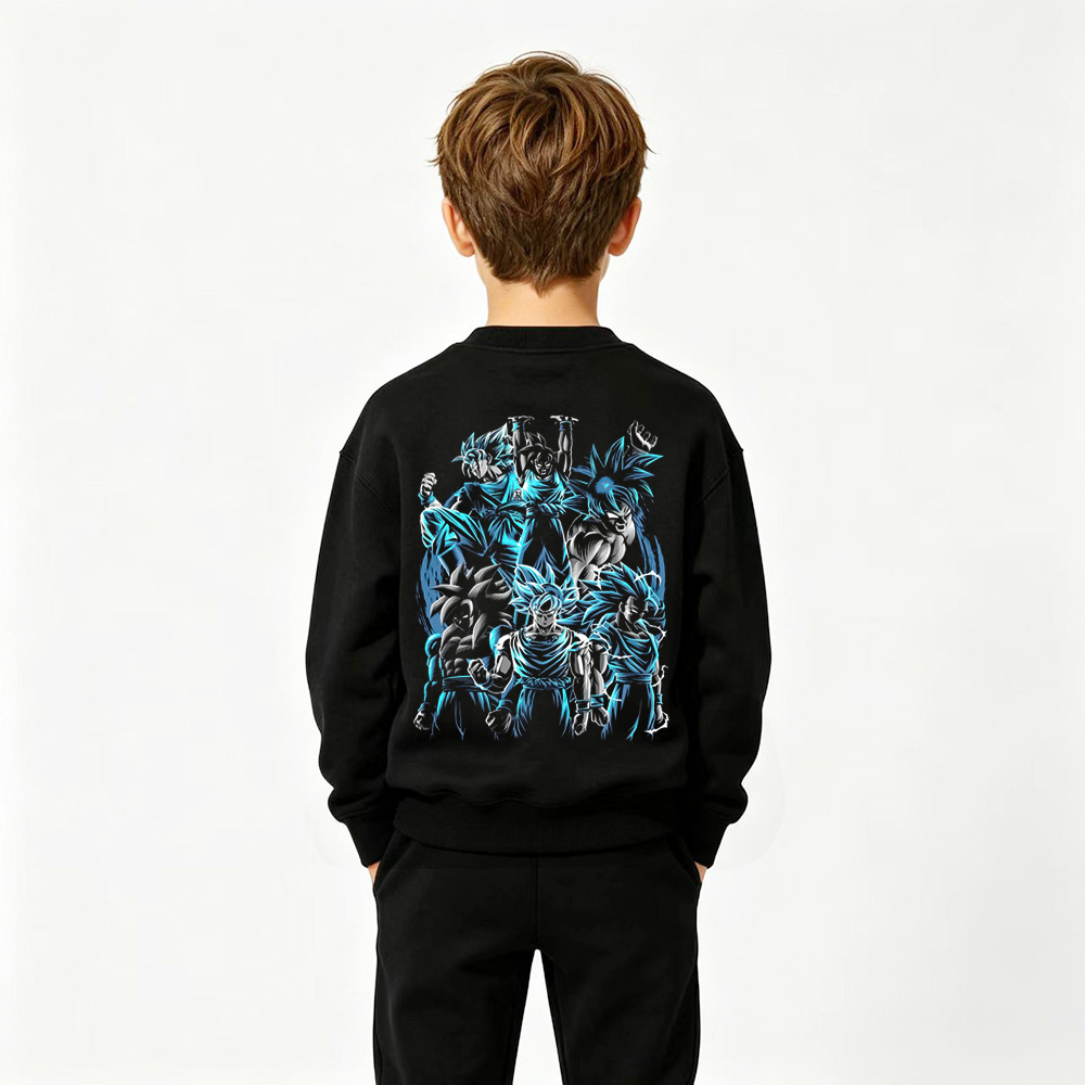 Dragon Ball Anime Graphic Crewneck Sweatshirt for Kids Cartoon Print Cotton Tee