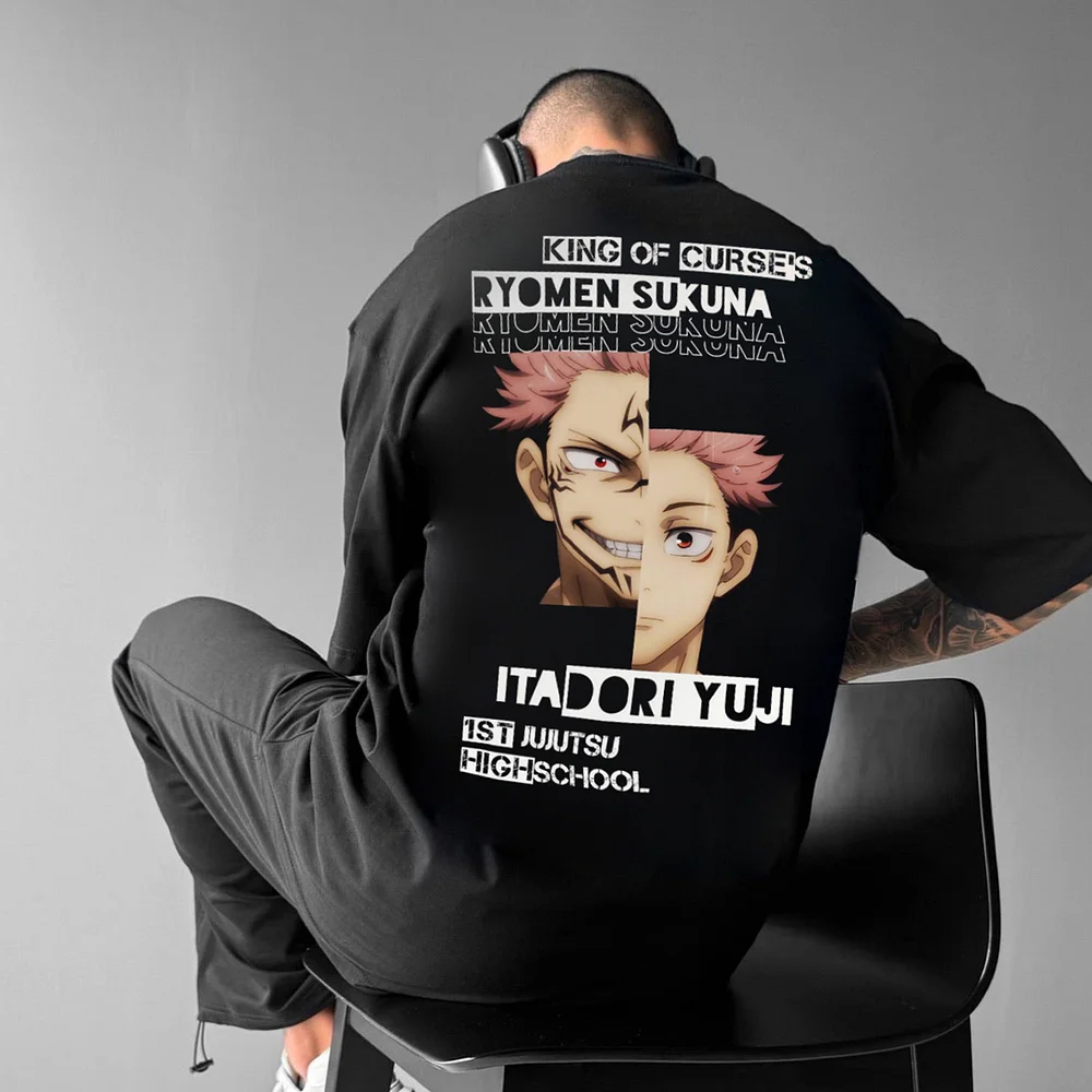 Unisex Oversized  Anime Print T-Shirt-AnimeClothe