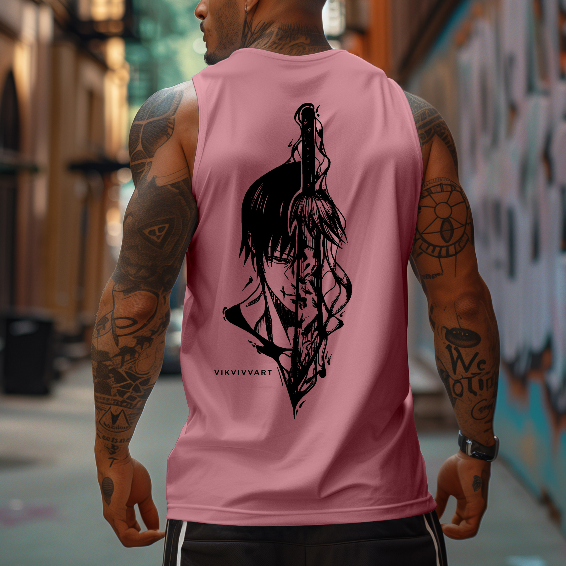 Oversized Mainstream Anime Print Sports Tank Top-AnimeClothe