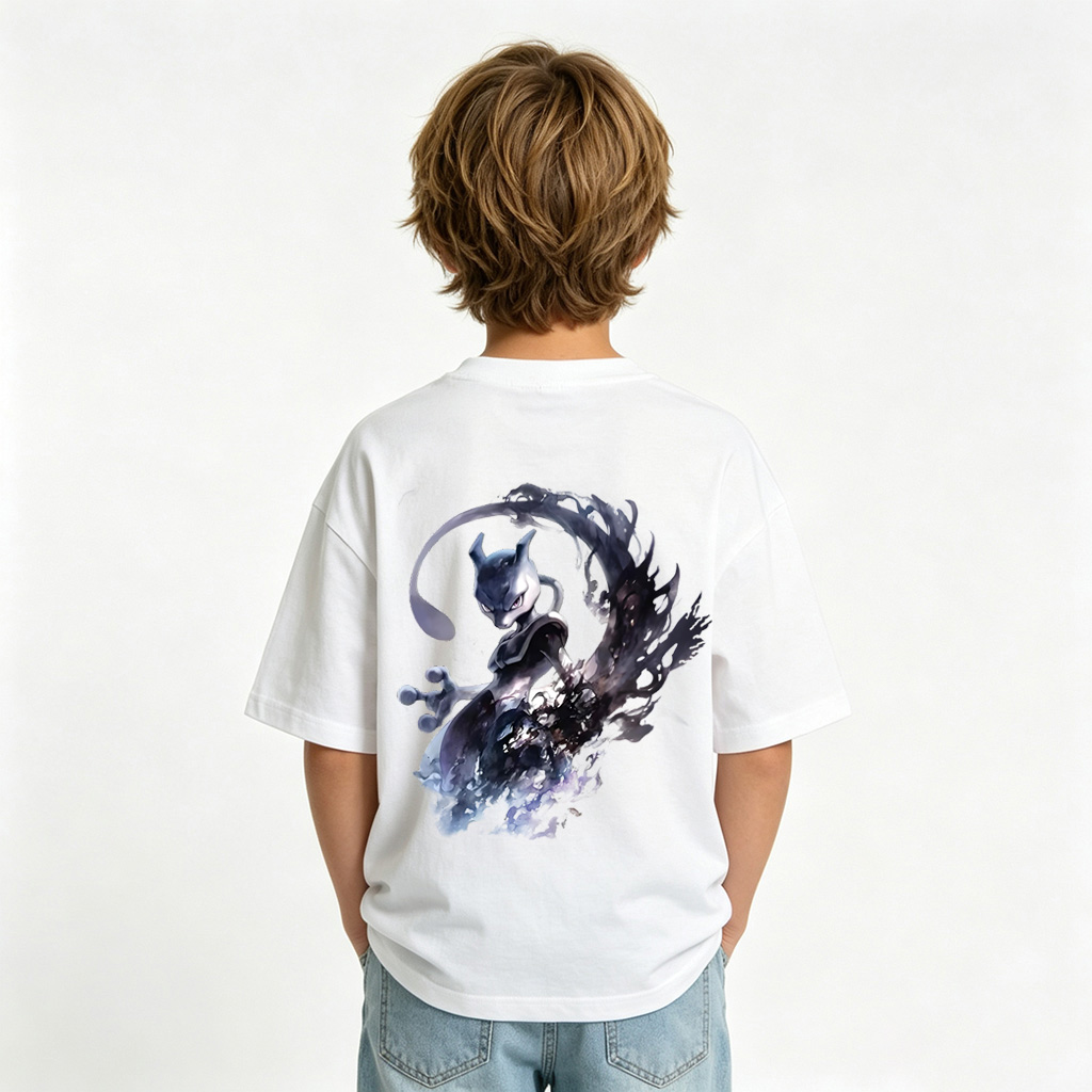 Pokémon Anime Graphic T-Shirt for Mewtwo Kids Cartoon Print Cotton Tee