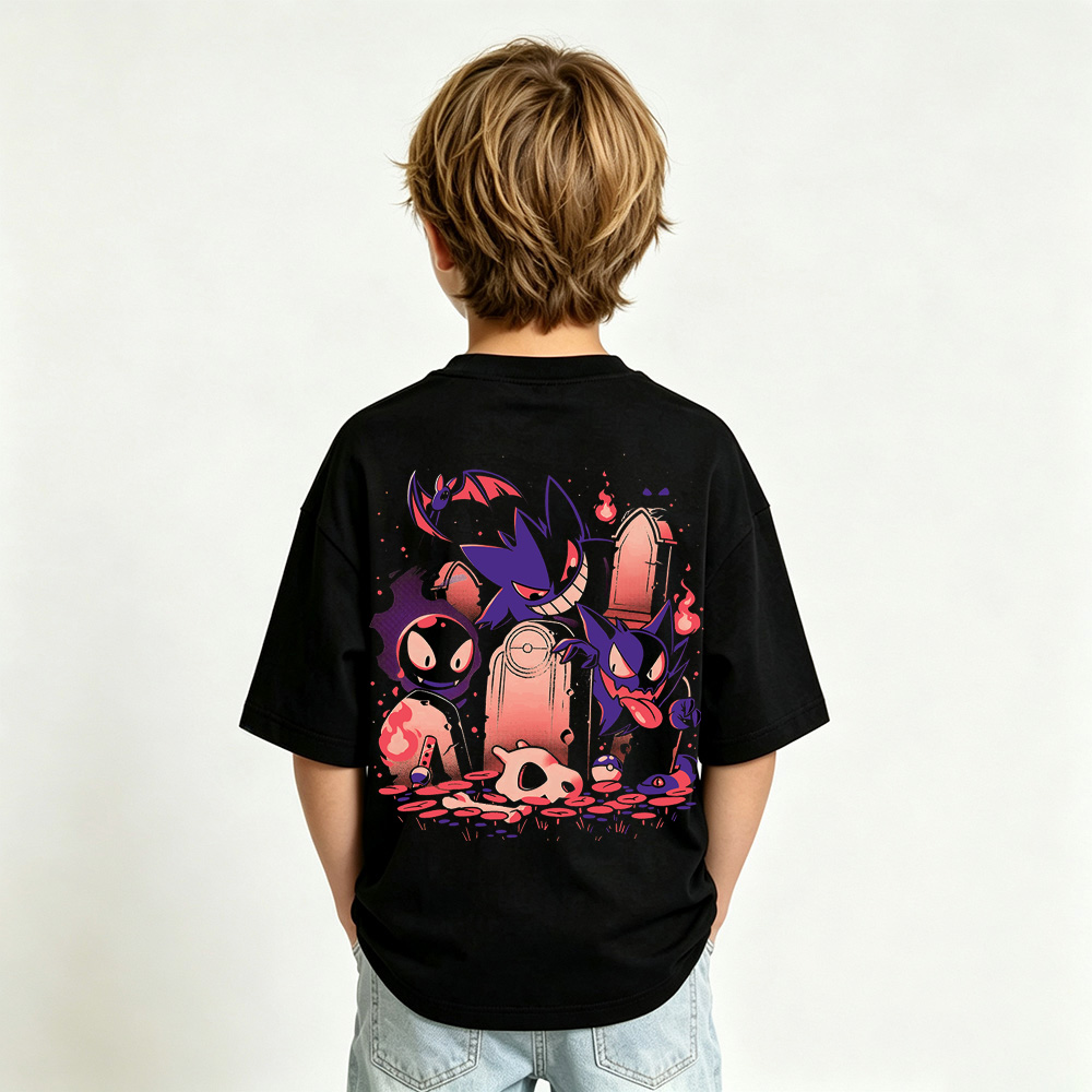 Pokémon Anime Graphic T-Shirt for Gengar Kids Cartoon Print Cotton Tee