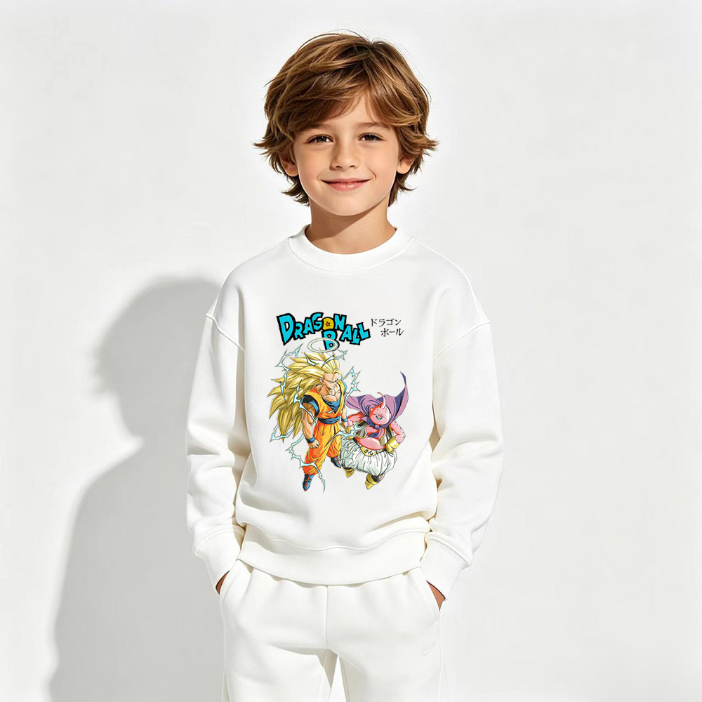 Dragon Ball Anime Graphic Crewneck Sweatshirt for Kids Cartoon Print Cotton Tee