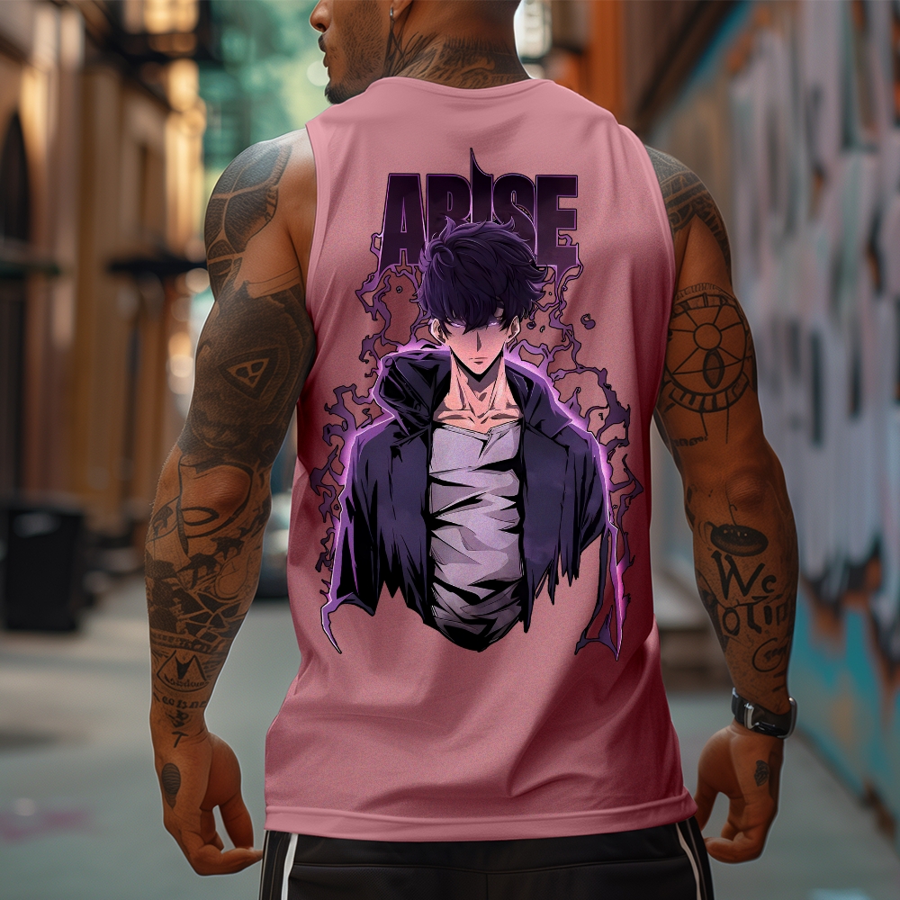 Oversized Anime Print Gym Tank Top-AnimeClothe