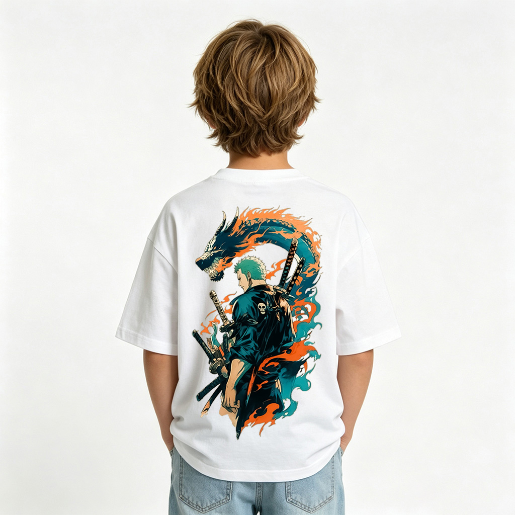 One Piece Anime Graphic T-Shirt for Zoro Kids Cartoon Print Cotton Tee