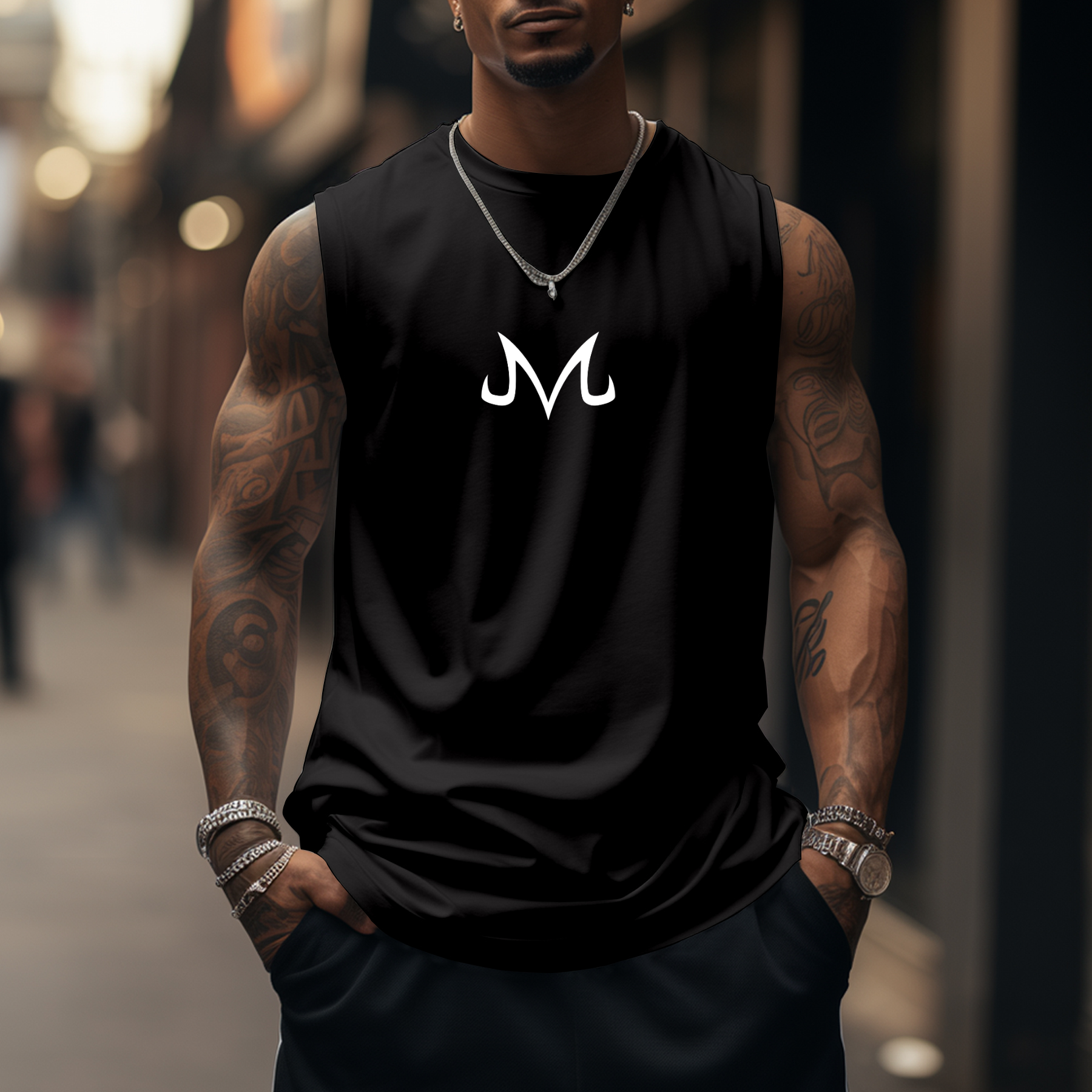 Oversized Simple Letter Anime Print Tank Top-AnimeClothe