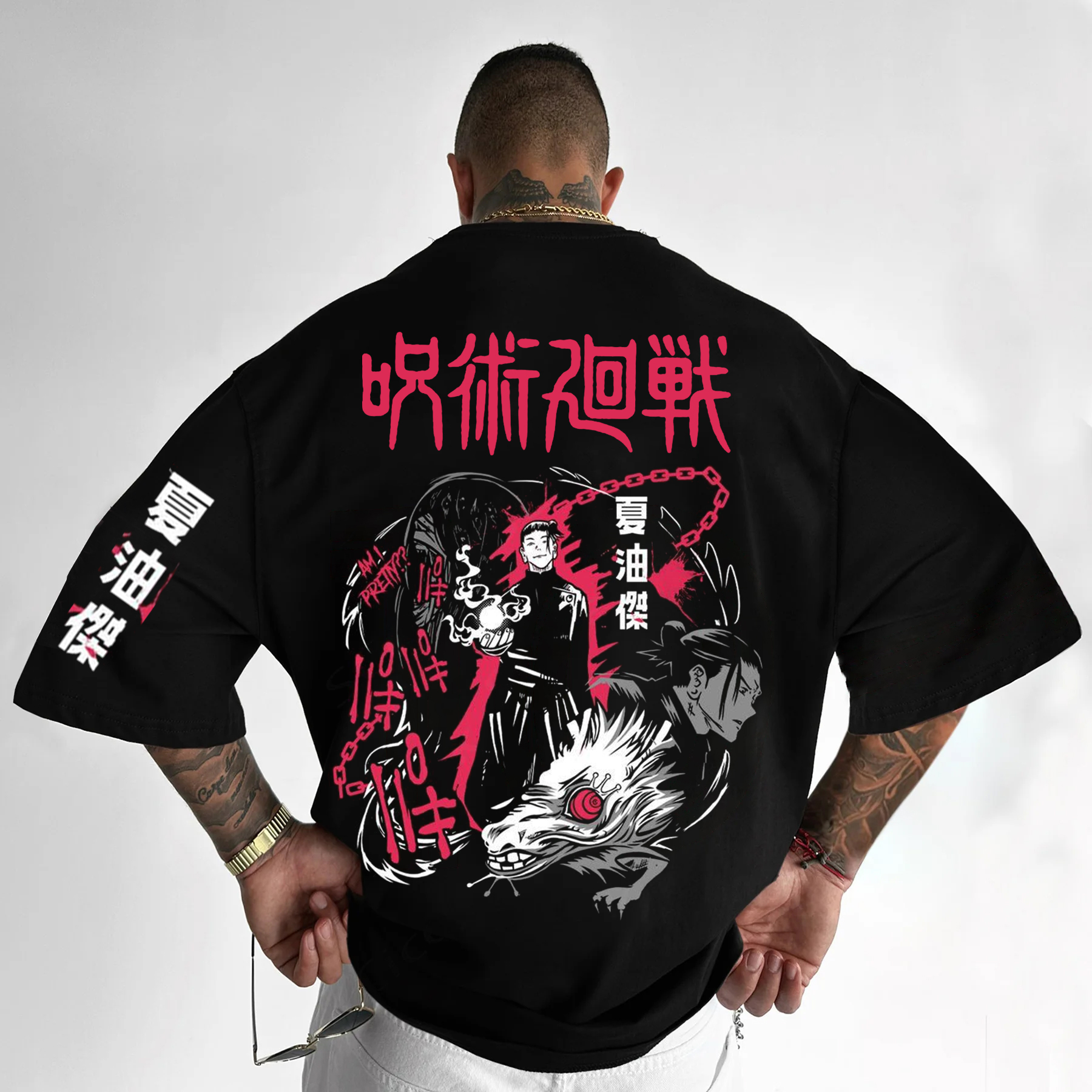 Oversized Casual Jujutsu Kaisen Print T-shirt-AnimeClothe