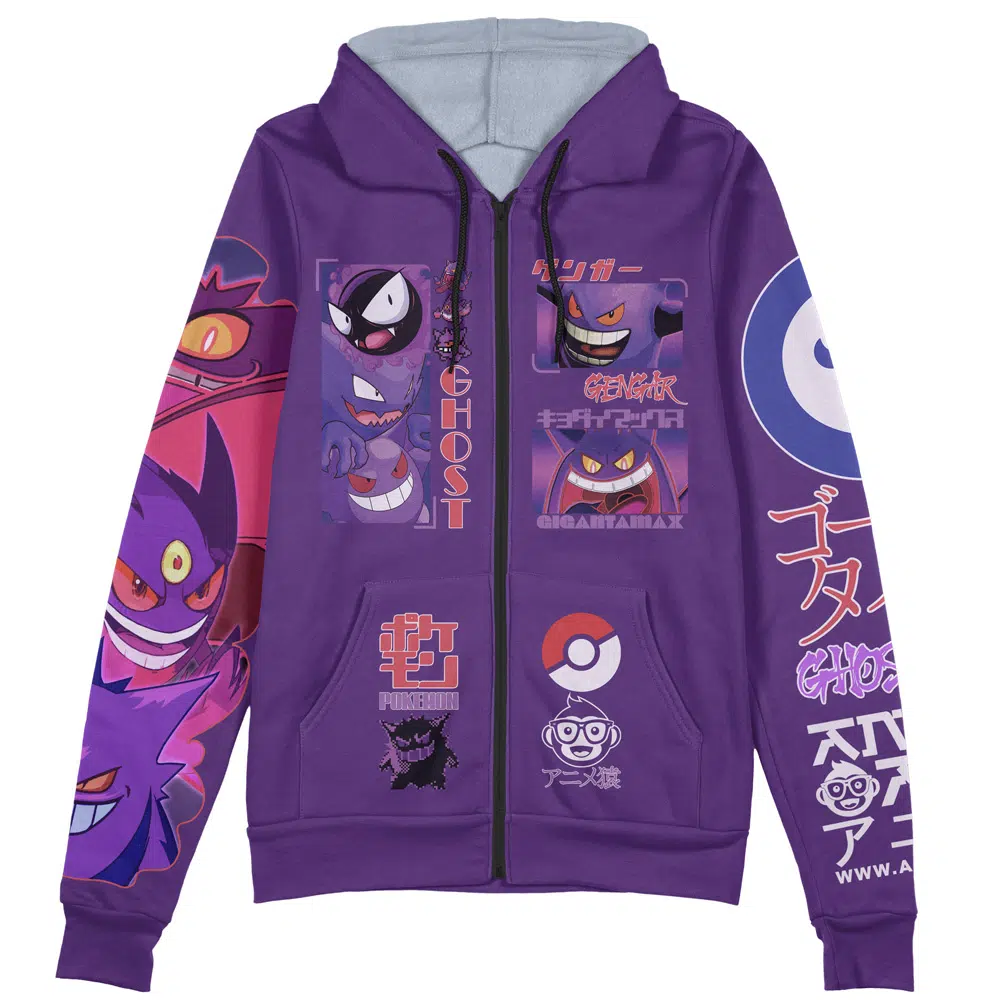 Gengar V5 Pokemon Streetwear Zip Hoodie Jacket