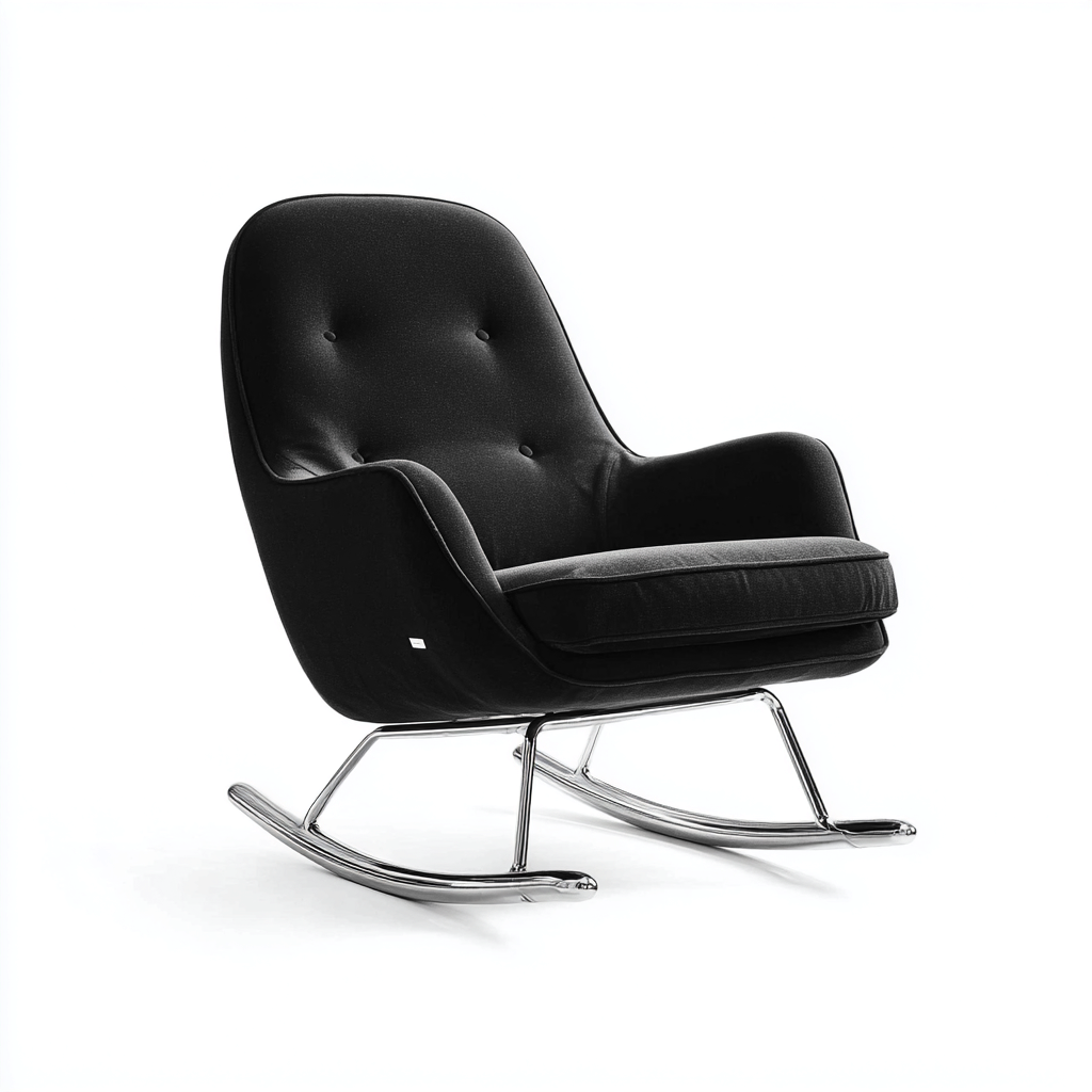 Sedia A Dondolo Metallo-Tessuto 70x78x96 Cm - Nero - Adatta Per Soggiorno - Design Moderno-Oakuploft