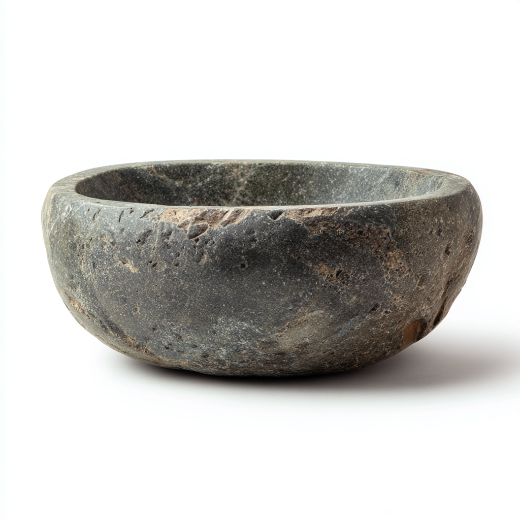 Lavabo In Pietra Naturale 42x42x15 Cm - Grigio Pietra - Design Artigianale-Oakuploft