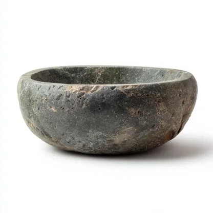 Lavabo In Pietra Naturale 42x42x15 Cm - Grigio Pietra - Design Artigianale-Oakuploft