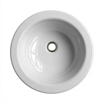 Lavabo In Ceramica Rotondo 40x40x16 Cm - Bianco - Design Minimal-Oakuploft