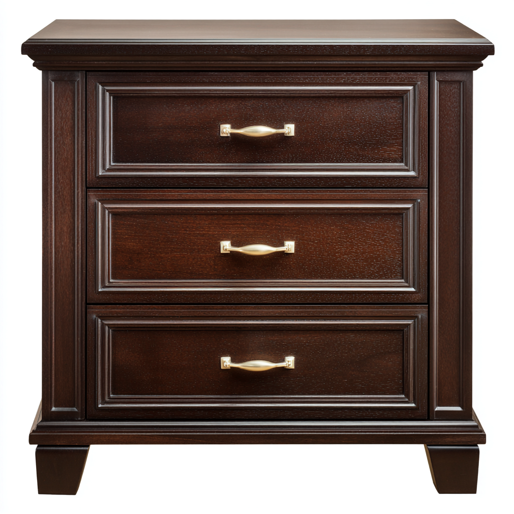 Comodino Legno Con Cassetti 50x40x65 Cm - Marrone Scuro - Design Classico-Oakuploft