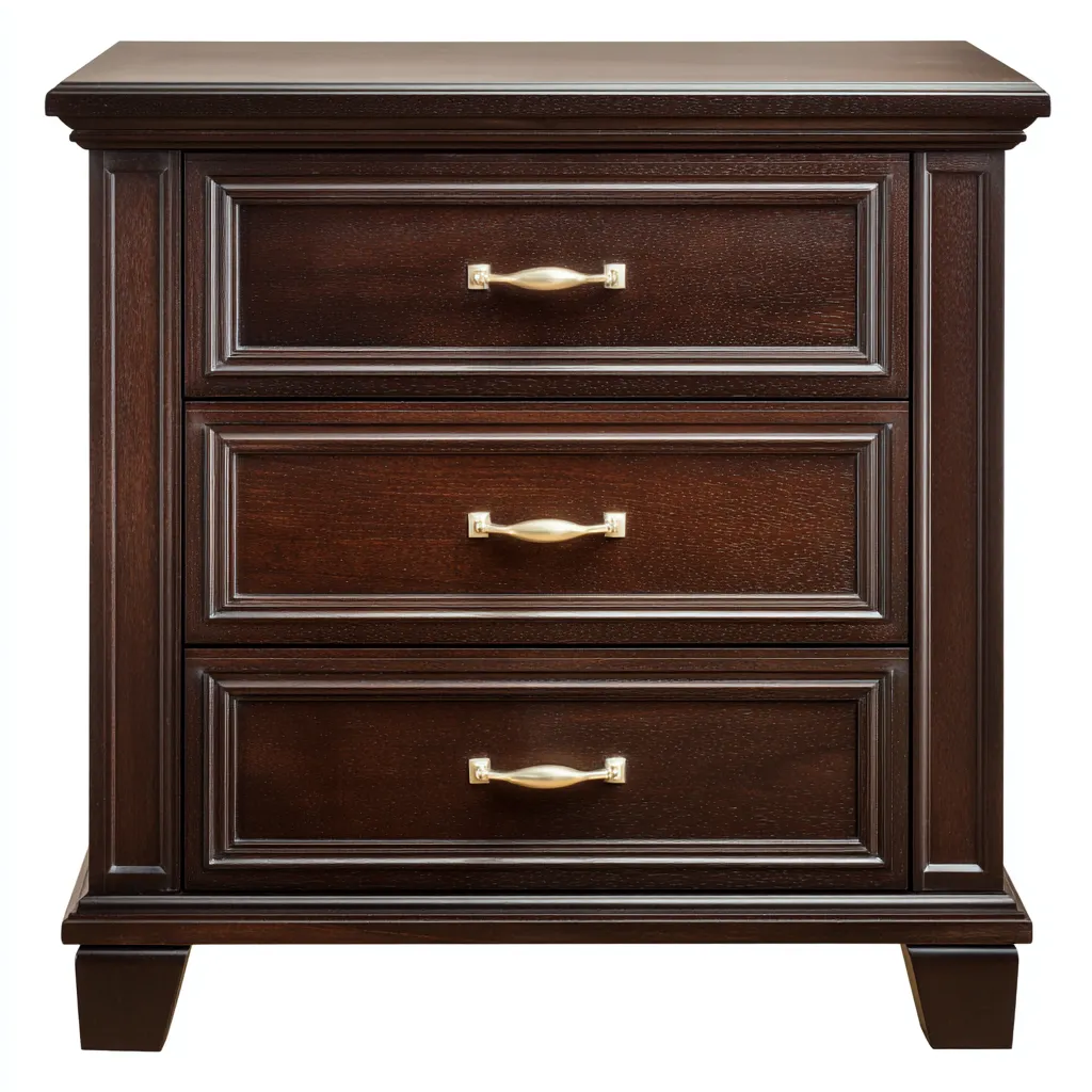 Comodino Legno Con Cassetti 50x40x65 Cm - Marrone Scuro - Design Classico-Oakuploft