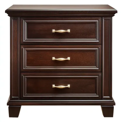 Comodino Legno Con Cassetti 50x40x65 Cm - Marrone Scuro - Design Classico-Oakuploft