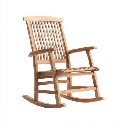 Sedia A Dondolo Legno Massello 64x78x104 Cm - Legno Naturale - Stile Classico-Naturale - Adatta Al Soggiorno-Oakuploft