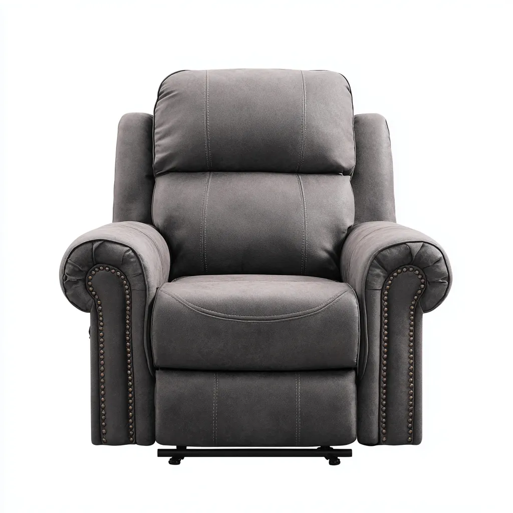 Poltrona Reclinabile Pelle 96x102x104 Cm - Grigio Scuro - Stile Classico-Moderno - Adatta Al Soggiorno-Oakuploft