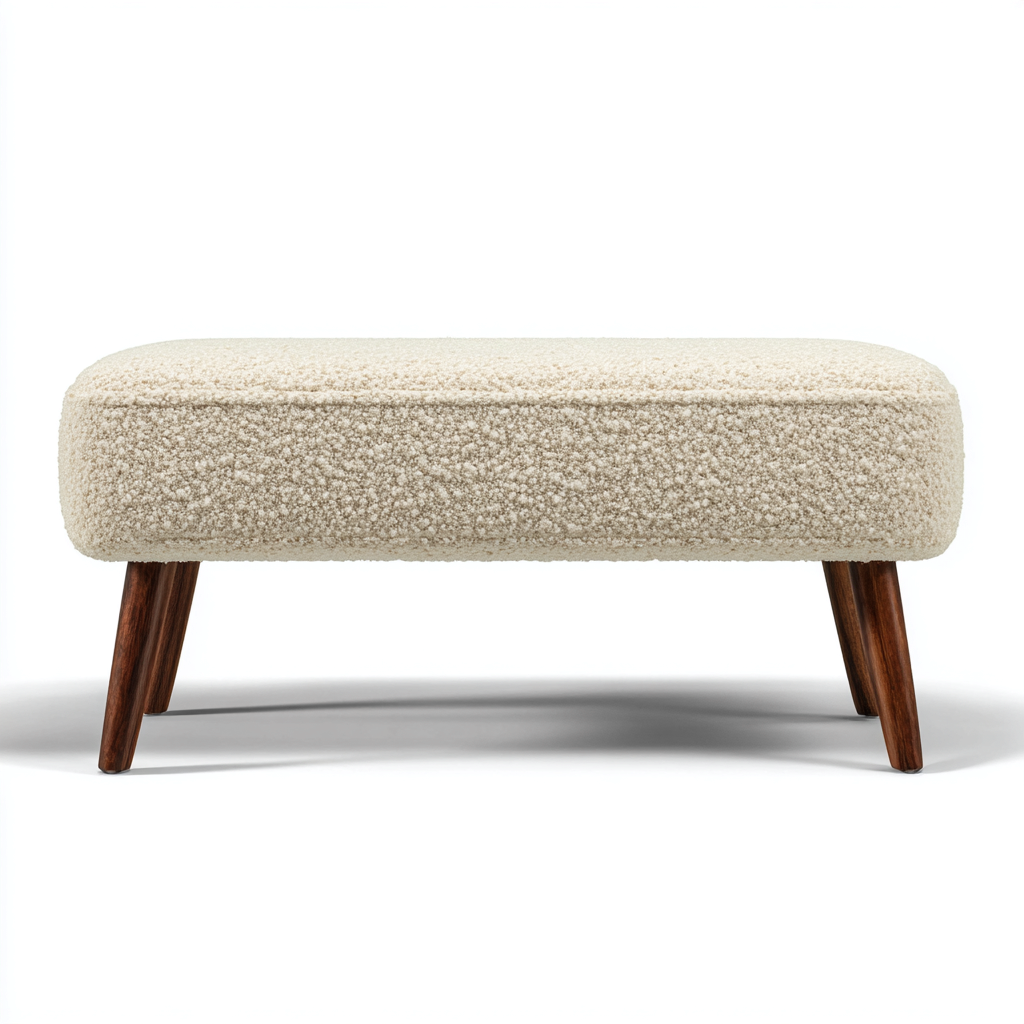Panca Per Letto Tessuto Bouclé 100x40x45 Cm - Beige - Design Moderno Per Camera Da Letto-Oakuploft