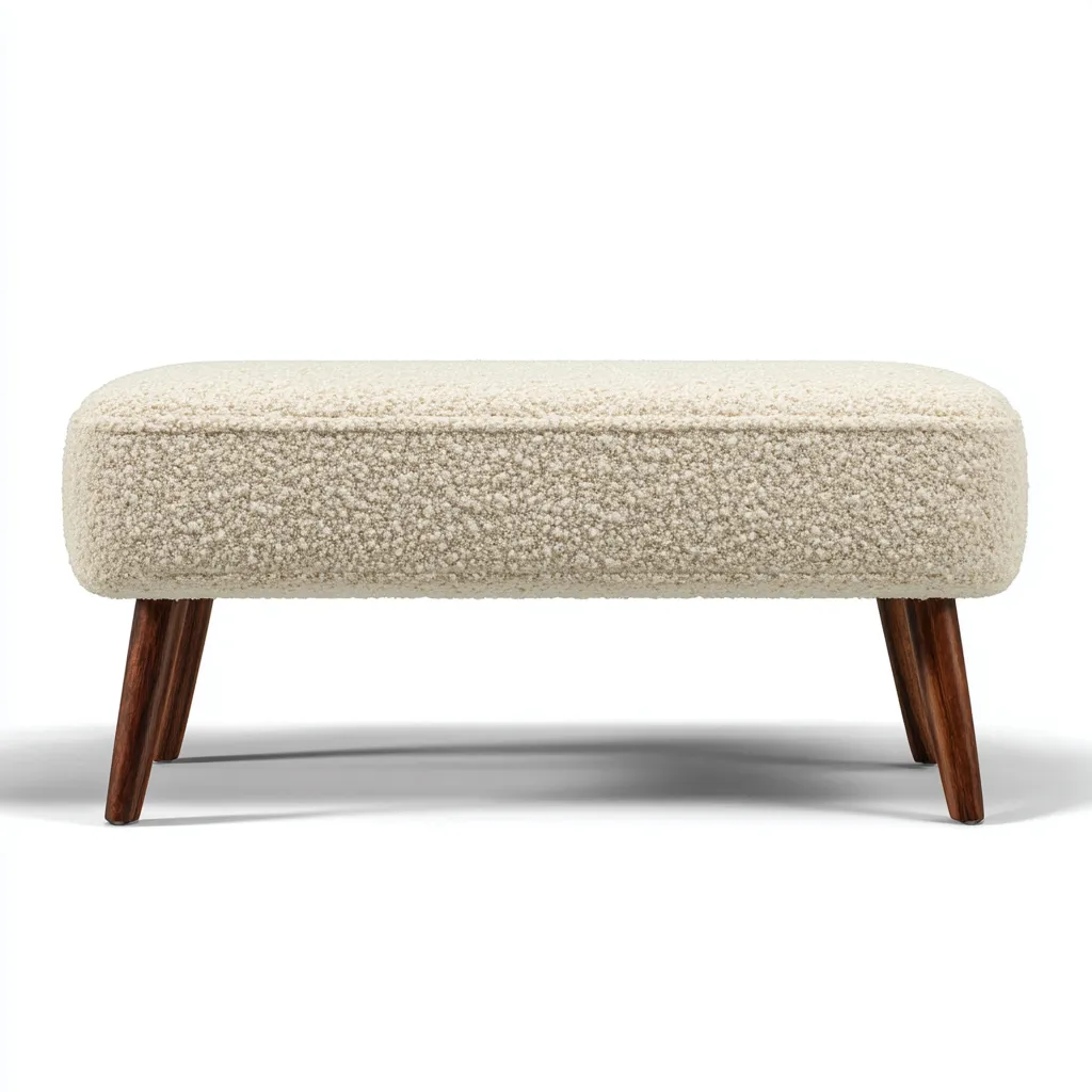 Panca Per Letto Tessuto Bouclé 100x40x45 Cm - Beige - Design Moderno Per Camera Da Letto-Oakuploft