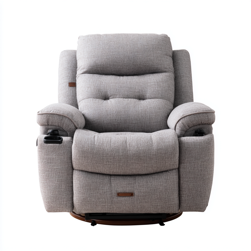 Poltrona Reclinabile-Tessuto-98X92X108 Cm-Grigio Chiaro-Design Ergonomico-Oakuploft